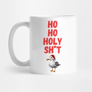 Funny Smug Seagull in Christmas Santa Hat Mug